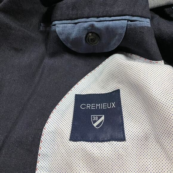 Cremieux Jacket Mens XL Navy Linen Blazer Suit Wedding Formal Preppy Lightweight - Picture 4 of 9